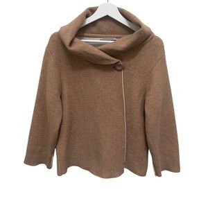 Chiaramente Made in Italy Luxury WOOL Blend Asymmetrical Wrap Cardigan Sweater L